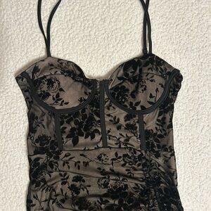 Sexy Black Floral Mini Dress